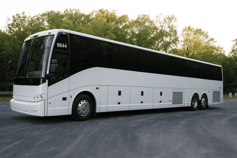 exterior of Charter Bus Rental Dubuque coach bus
